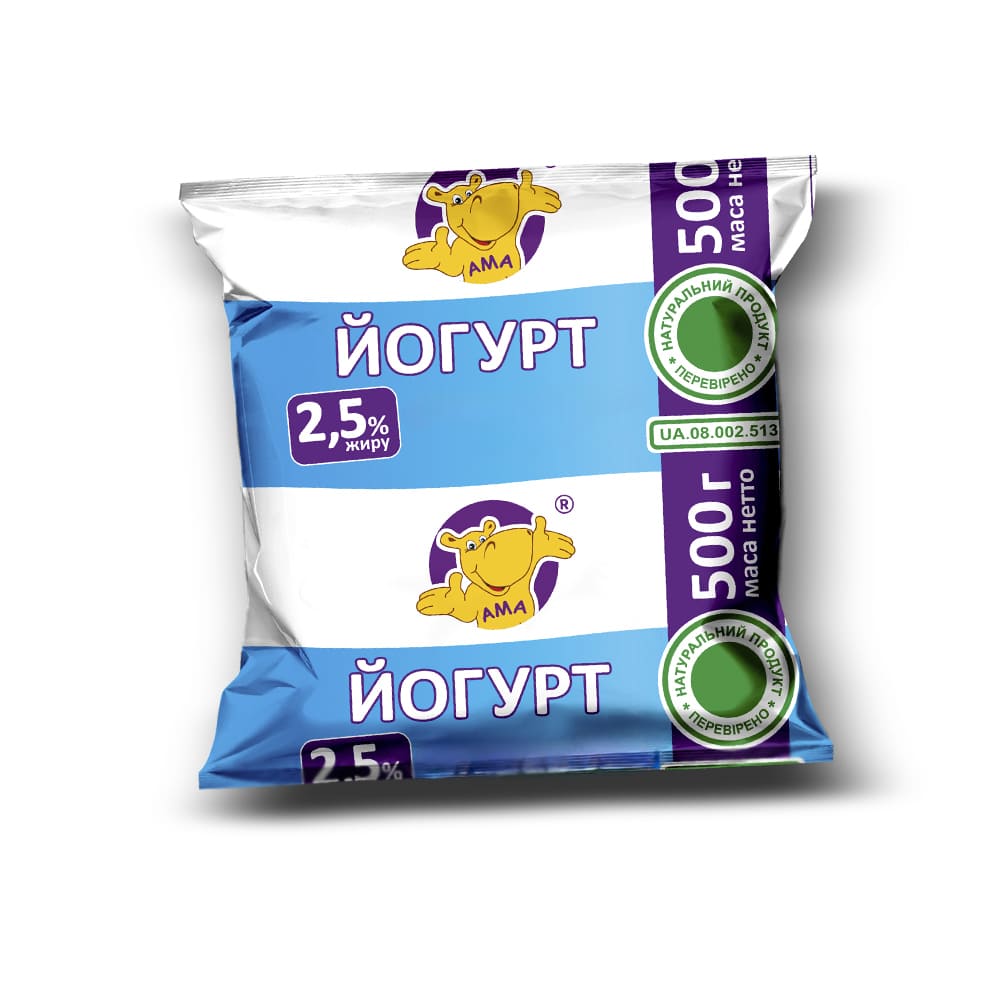 Йогурт 2,5% жиру без наповнювача ТМ "АМА", 500 г